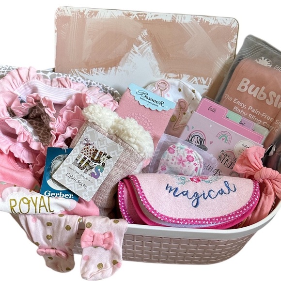 New Baby Newborn Girl Gift Set + Mom Pink Girly Baby Shower Gift for Her - Picture 4 of 16